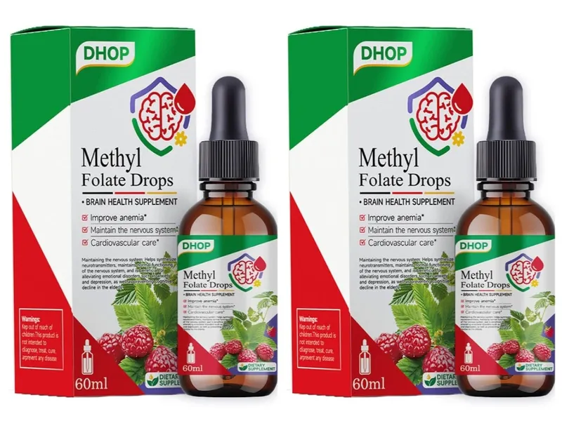 Methyl Folate Drops Liquid with Folate and Vitamin B12 Supports Brain Health for Nervous System Care - 120 Servings — image 8