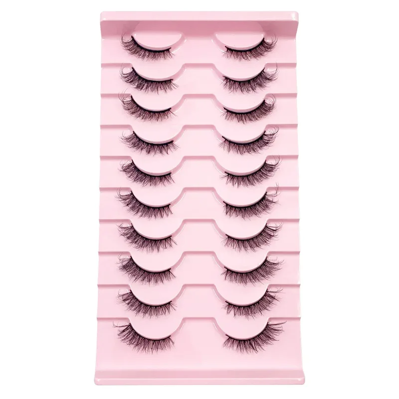 3D Cat Eye Lashes Half Eyelashes 10Pairs Half Lashes Natural Clear Stem False Eyelash Extension Makeup Faux Cils maquiag — image 7