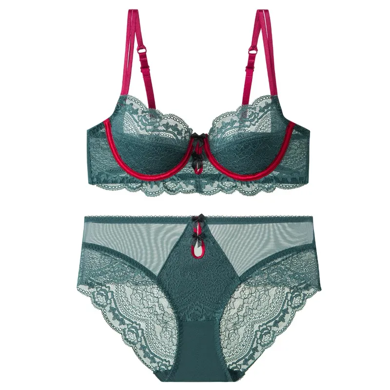 트렌디 레이스 Minimizer 란제리 세트 드 컵 큰 가슴 대형 얇은 컵 Underwire Anti Saging Comfy No Show 여성 속옷 — image 2