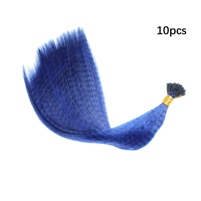 Colored Strands for Hair Feather Extension 10 Pieces I Tip Synthetic Hairpiece Fake Hair Zebra Line Feather Hair Extensions — image 15