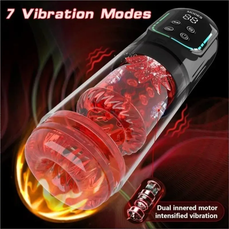 Aplikasi LED Otomatis Cangkir Masturbasi Pria 7 Mengisap Berputar Menjilati Mode Menyodorkan Mainan Seks Stroker untuk Pria Simulator Sepong — image 6