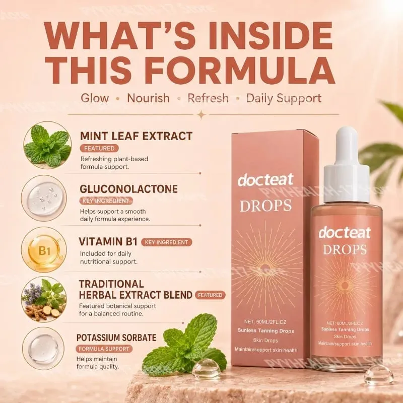 Sunless Tanning Drops with Gluconolactone Vitamin B1 & Mint Leaf Extract for Radiant Looking Skin and Daily Beauty Routine 60 ML — image 2