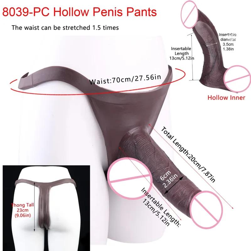 Duże, puste spodnie silikonowe typu Dildo Premium, nadające się do noszenia, hiperrealistyczne, wkładane nakładki na penisa, intymne zabawki do noszenia dla dorosłych — image 29