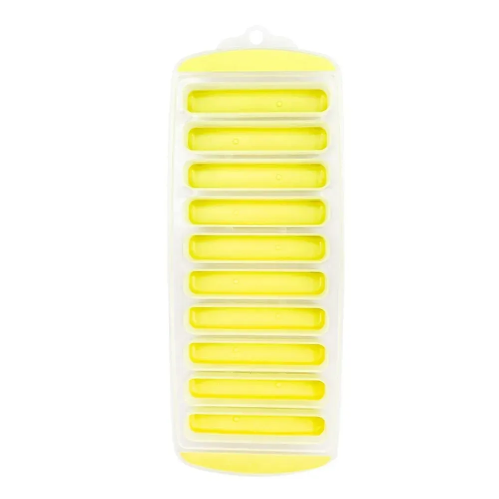 DIY 10 Holes Long Strip Ice Cube Mold with Lid Silicone Ice Cube Tray Homemade Ice Block Mold Cold Drink — image 9