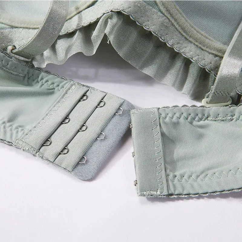 Damen-Dessous-Set, weiches Memory-Draht-Rüschen, Spitze, Schleife, Dekor, intimer Unterwäsche-Anzug, keine Pads, dünne, atmungsaktive, verstellbare Träger — image 5