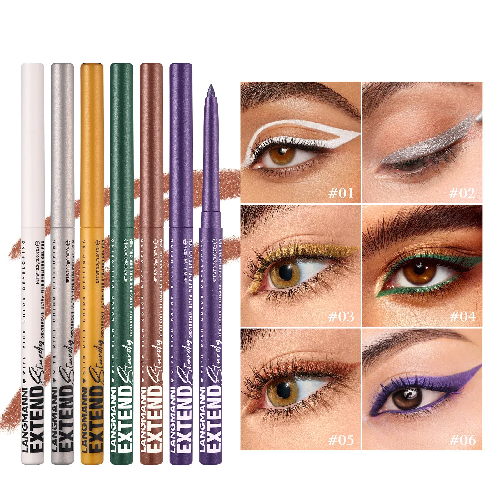 2 in 1 Eye Liner Eye Shadow Pencil Waterproof Lasting 12 Colors Rotating Black Matte Eyeliner Glue Pen Makeup for Eyes Cosmetics — image 4