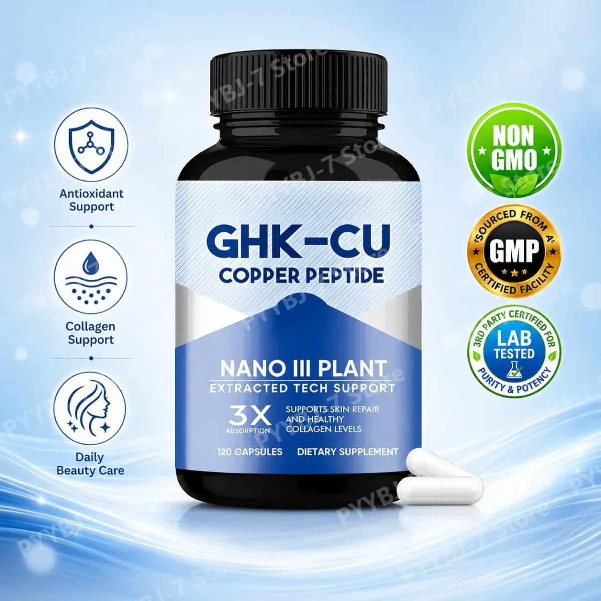 GHK-Cu Kapsułki z dodatkiem peptydu miedzi dla wsparcia zdrowia skóry Wsparcie kolagenu Przeciwutleniacz Wellness 120 sztuk — image 2
