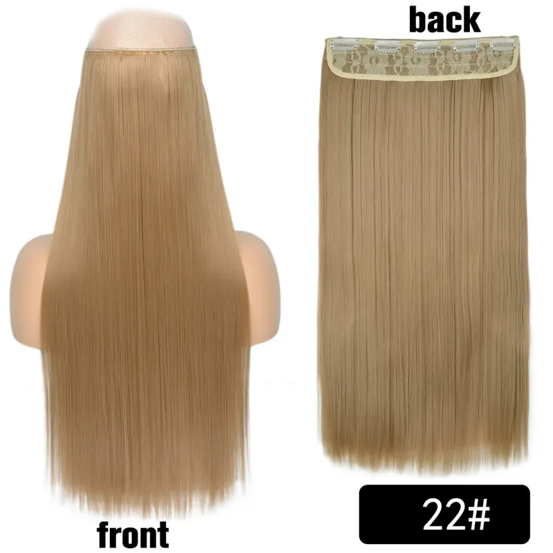 Long Straight Curly One Piece 5clips Clip-in Extensions 22Inch Heat Resistant Hairstyles Colour Mix Blonde Hair Piece For Women — image 72