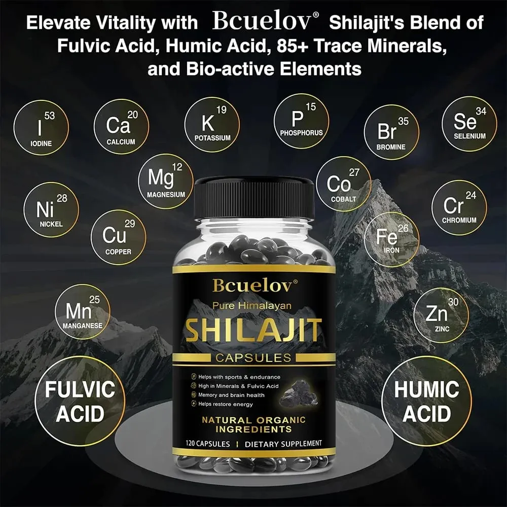 Shilajit Original Shilajits Capsule Suplemen Mineral Kemurnian Tinggi dengan 85+Trace Mineral Meningkatkan Energi & Menahan Stres — image 5