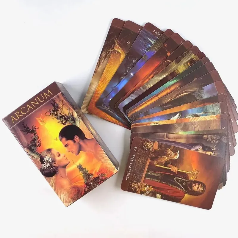 10.3*6 ซม.ภาษาอังกฤษเต็มรูปแบบ Arcanum Tarot 78 การ์ดดาดฟ้าลึกลับ Divination Oracle เล่นการ์ดครอบครัว Party Board เกม — image 4
