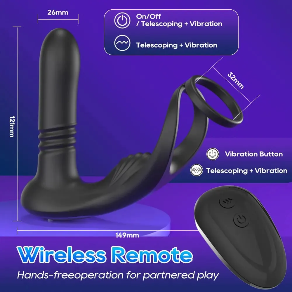 3 in 1 Stak Anale Vibrator Afstandsbediening Mannelijke Prostaat Massager Cockring Telescopische Butt Plug Stimulator Seksspeeltje voor mannen — image 6