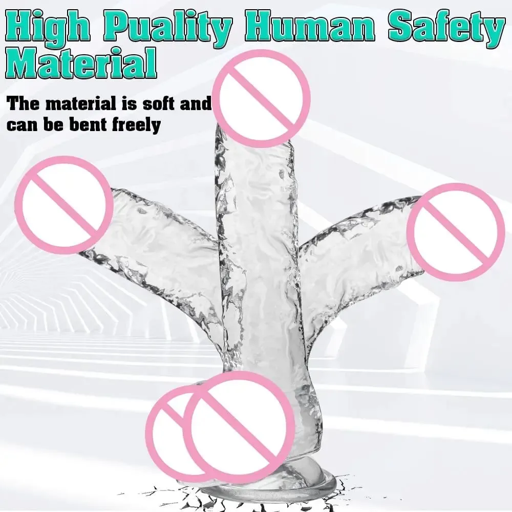 Různé velikosti Transparentní Soft Jelly Dildo Realistické Falešný Dick Penis s přísavkou Sexuální pomůcka pro masáž bodové vagíny G pro ženy — image 3