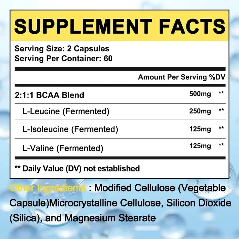 Supplement – Branched Chain Amino Acids Capsules – Enhance Strength and Energy Levels Increase Muscle Mass