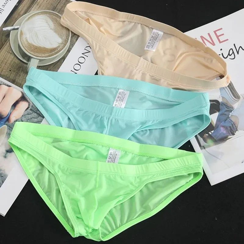 Seamless Ice Silk Briefs Men Big U Pouch Sexy Ice Silk Bikini Underwear Plus Size Low Rise Solid Color Male Panties — image 11