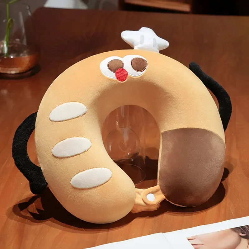 Oreiller en forme de U avec boîte, oreiller de Protection du cou en peluche, coussin de bureau, mignon et joli oreiller de voyage pour enfants/adultes — image 4