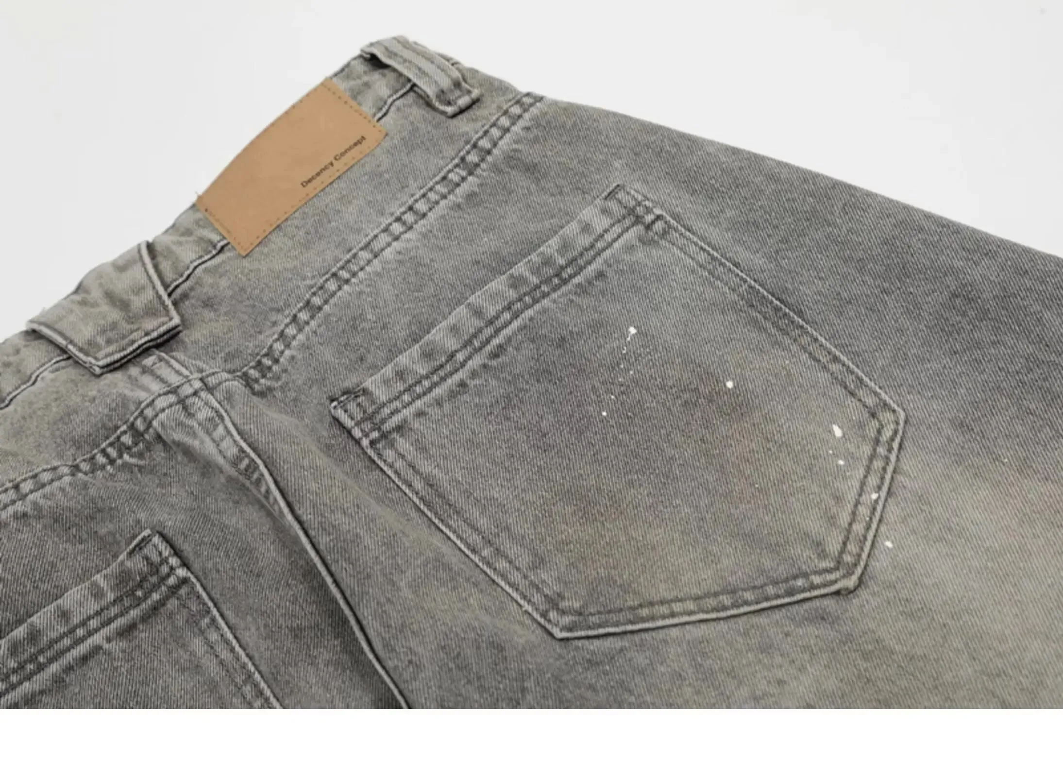 Spring and Autumn Retro Washed Vintage Grey Splash Ink Curved Knife Jeans for Men and Women Trendy Brand American Street Loose P — image 8