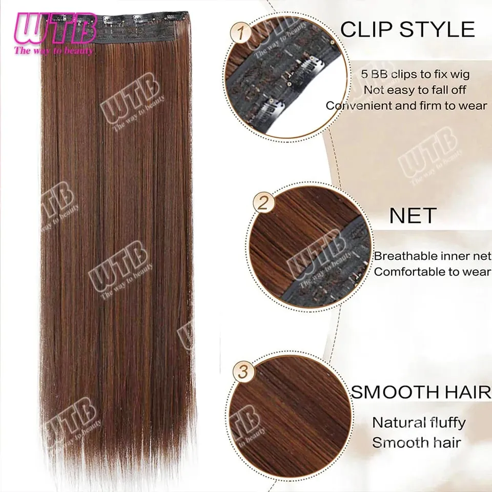 Extra lange rechte synthetische 5 clip hair extensions paardenstaart extensie voor dames meisjes 20 ~ 40 inch clip in extensions haarpie
