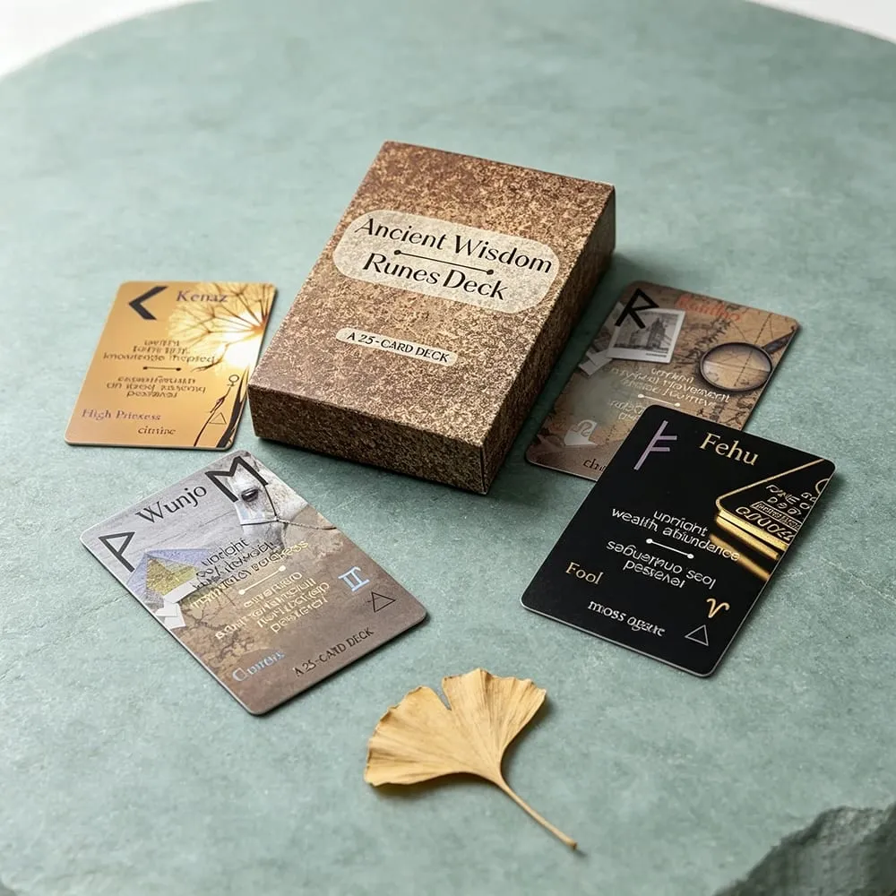 Mazzo di rune di saggezza antica A 25 carte oracolo di rune Carte di divinazione per ispirare la tua vita e il tuo destino Carte da gioco — image 3
