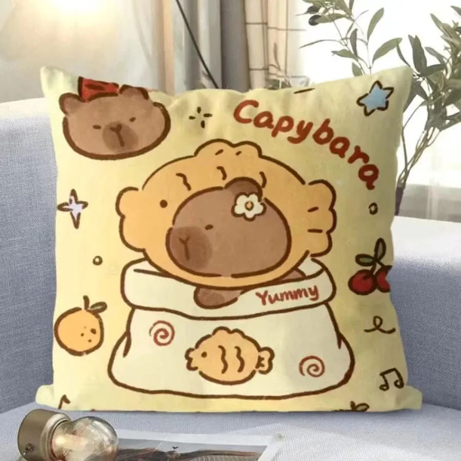 Capybara – coussin carré de dessin animé, mignon, Kawaii, taille douce, coussin de canapé, voiture, maison, chambre à coucher, décoration — image 5