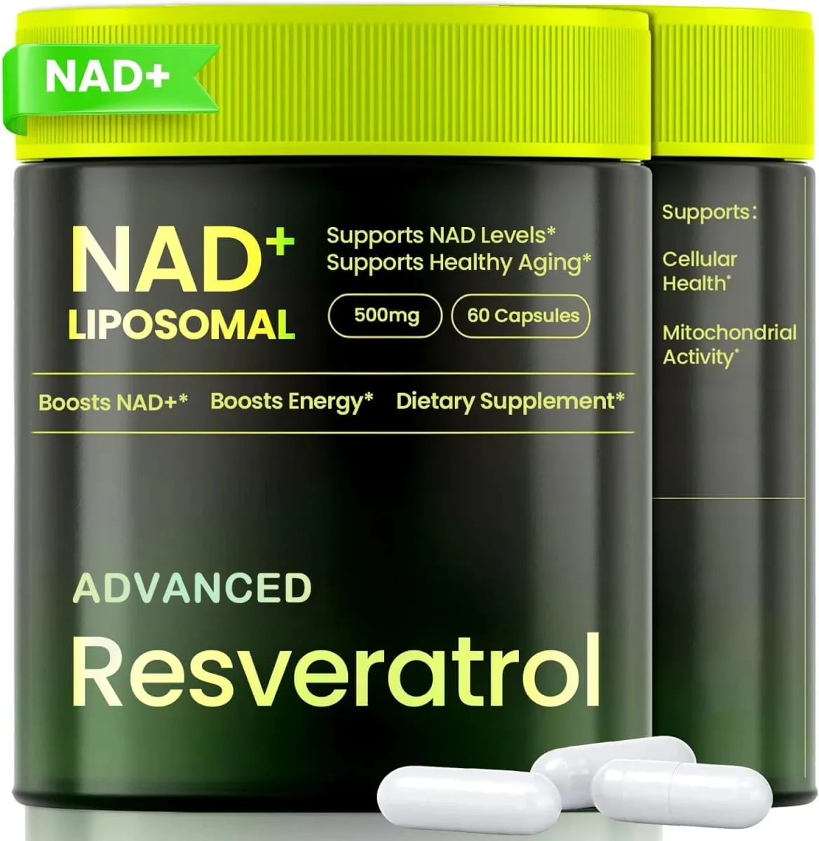 Liposomal NAD+ อาหารเสริมขั้นสูงพร้อมสารเรสเวอราทรอล - แคปซูล NAD Plus สำหรับการต่อต้านการทำงานของสมองและการฟื้นฟูเซลล์ — image 2