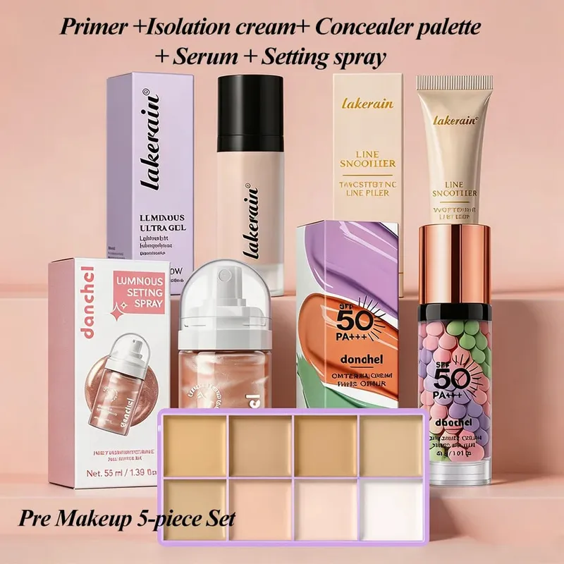 Před make-up 5dílná sada Primer Isolation Cream Concealer Plate Essence Set Spray Dlouhé zadržování make-upu Hydratační sada před make-up