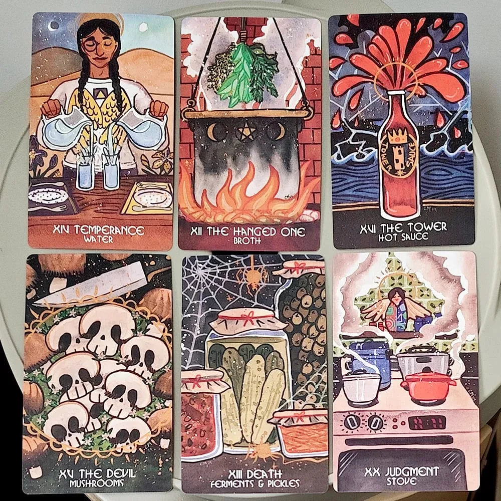 The Magic Pantry Tarot-Deck, doppelt geprägter Karton mit Aquarell-Tarotkarten zum Thema Lebensmittel für Hobbyköche und Feinschmecker, 12 x 7 cm — image 5