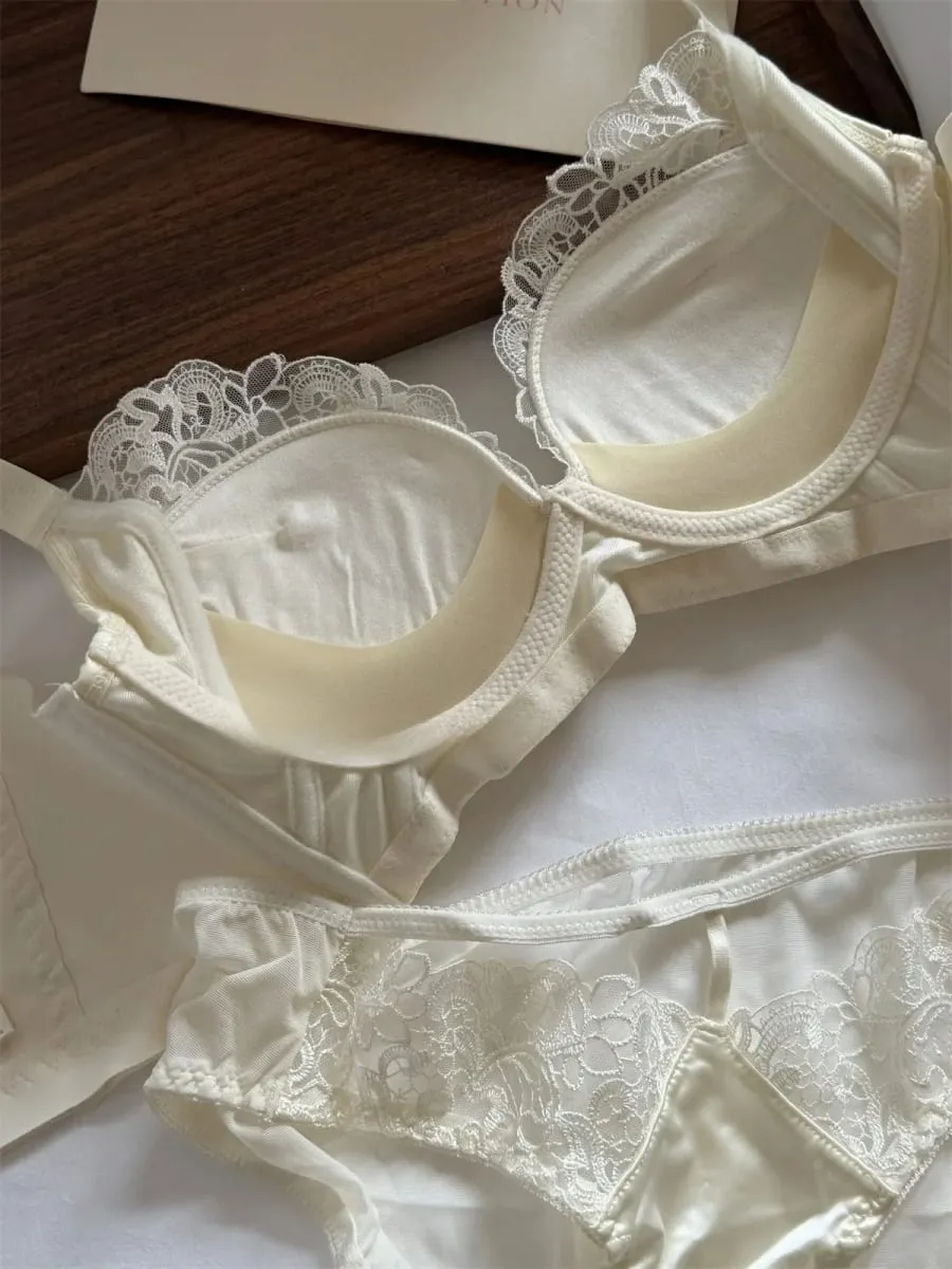 Tyndt blank ryg-bh-sæt anti-sagging push-up lingeri til store bryster Show Small Gathering Cup Undertøj — image 6