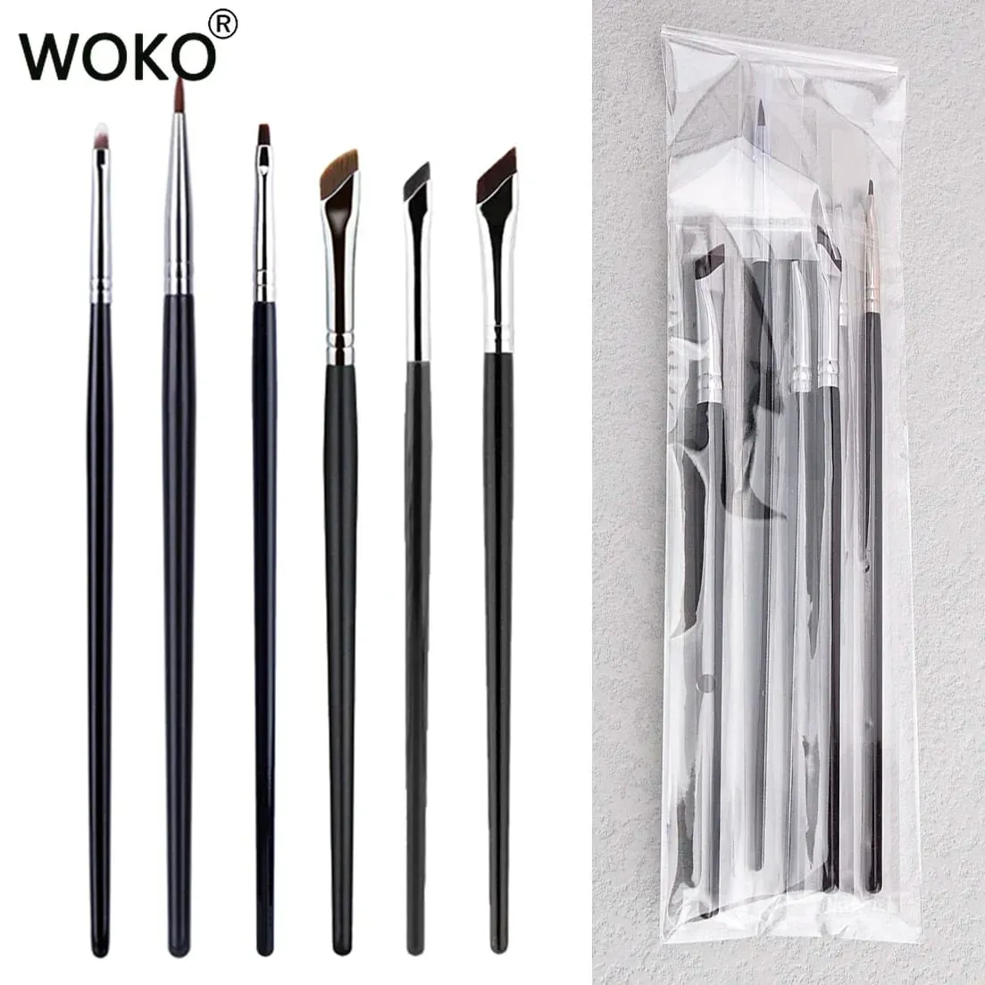 5/6PCS Dünne Gel Eyeliner Make-Up Pinsel Eyeliner Pinsel Sets Flache Top Eyeliner Concealer Pinsel Eye Liner Detaillierte make-up-Tool — image 3