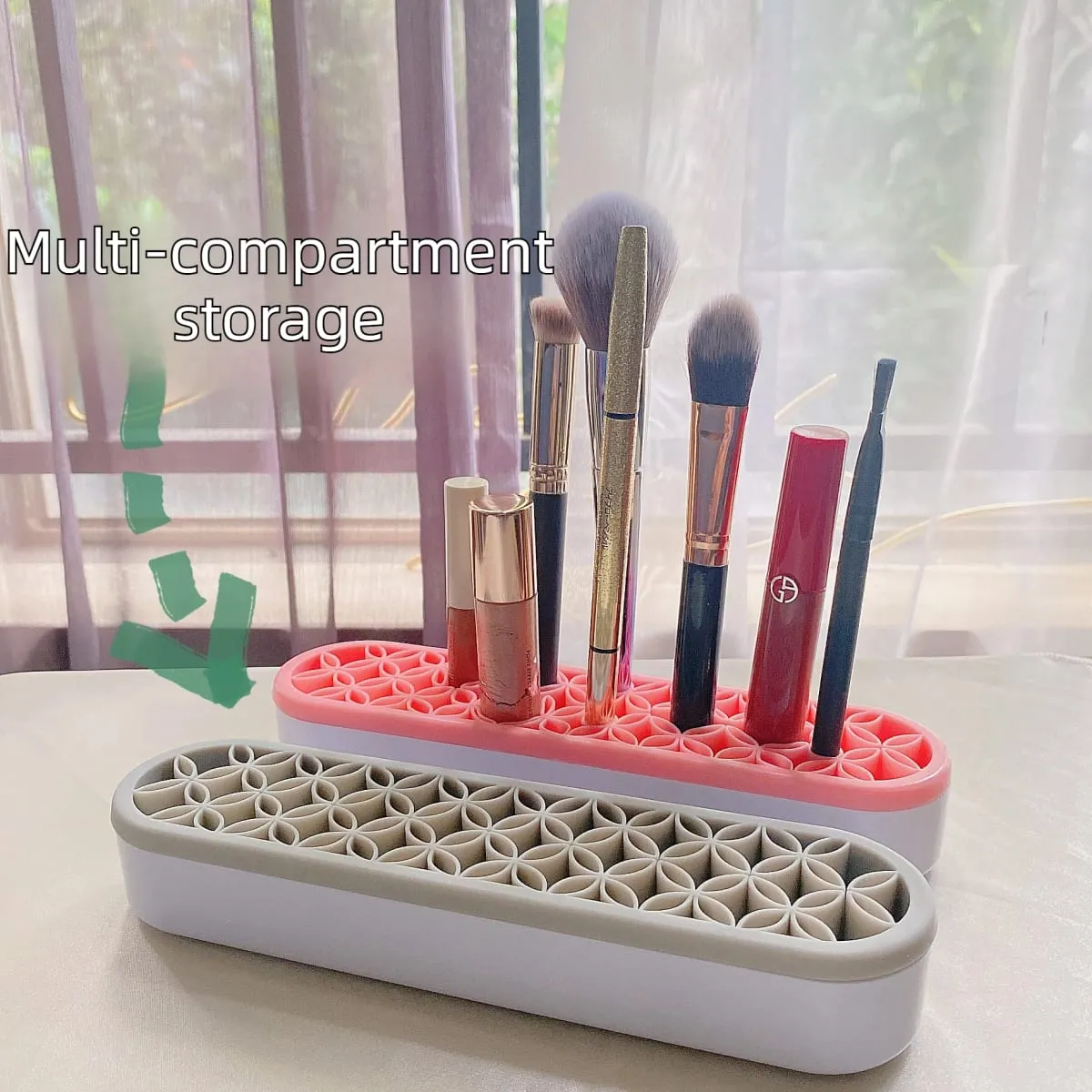 Silikon-Make-up-Pinselhalter, Ständer, Organizer, multifunktionales Desktop-Aufbewahrungsregal, Lochdesign für Pinsel, Stifte, Bleistifte — image 2
