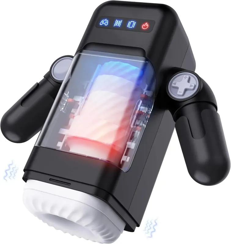 Masturbador automático de empuje masculino con calefacción, copa Oral, Stroker, succión de Vagina Real, mamada, Juguetes sexuales, vibración con soporte para teléfono