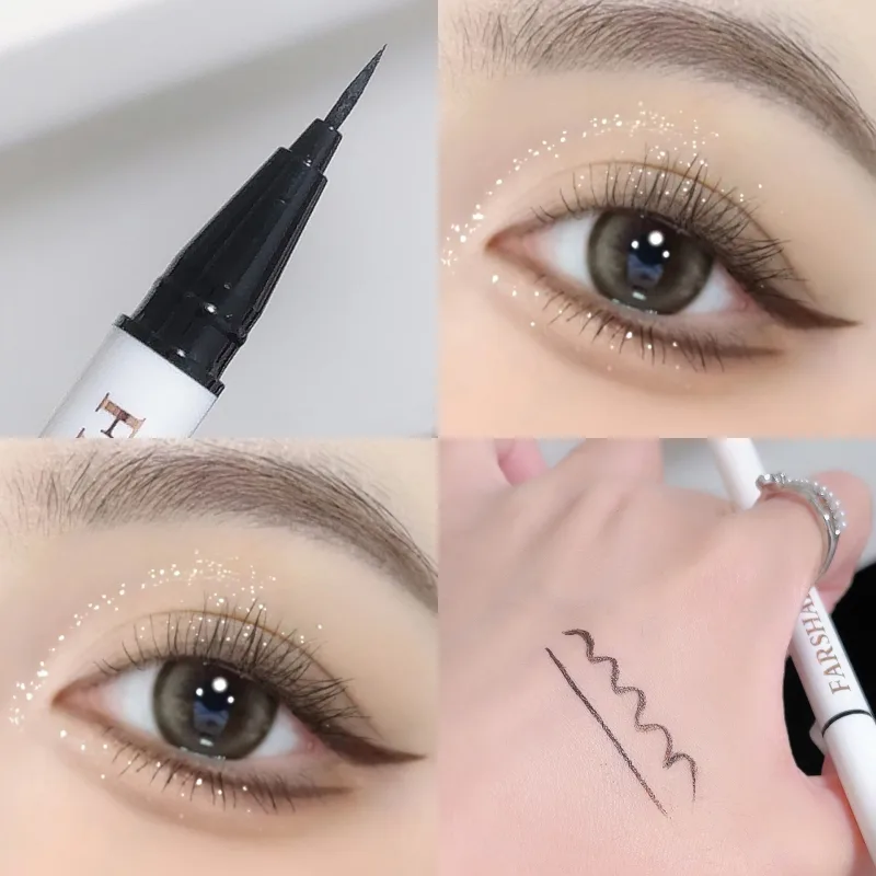 Flüssiger, mattierter, türkisfarbener Eyeliner, ultrafeiner, schwarz-weißer Eyeliner, wasserfest, einfach zu färbender, regenbogenfarbener Eyeliner, Augen-Make-up — image 7