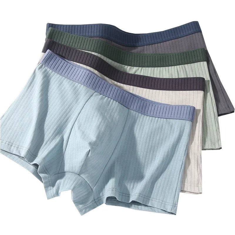 4pcs/set High Quality Cotton Men's Underwear Antibacterial Boxer Shorts Elastic Breathable Men Underpants Soft Male Short