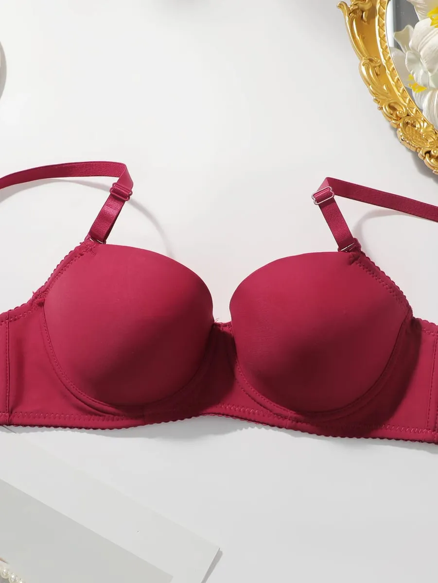 2 แพ็คผู้หญิง Underwire Bra ชุด Push Up เสื้อยืด Bras กับกางเกงเซ็กซี่และสบายทุกวันชุดชั้นใน