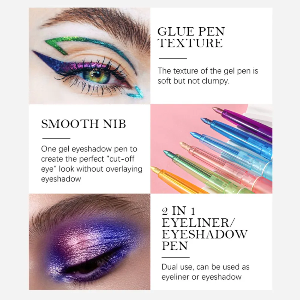 Shiny Chameleon Metallic Blue Eyeliner Gel Pen Ombretto Multicolor Eye Liner Perlescente Polarizzato Glitter Eye Pigment Cosmetico — image 6