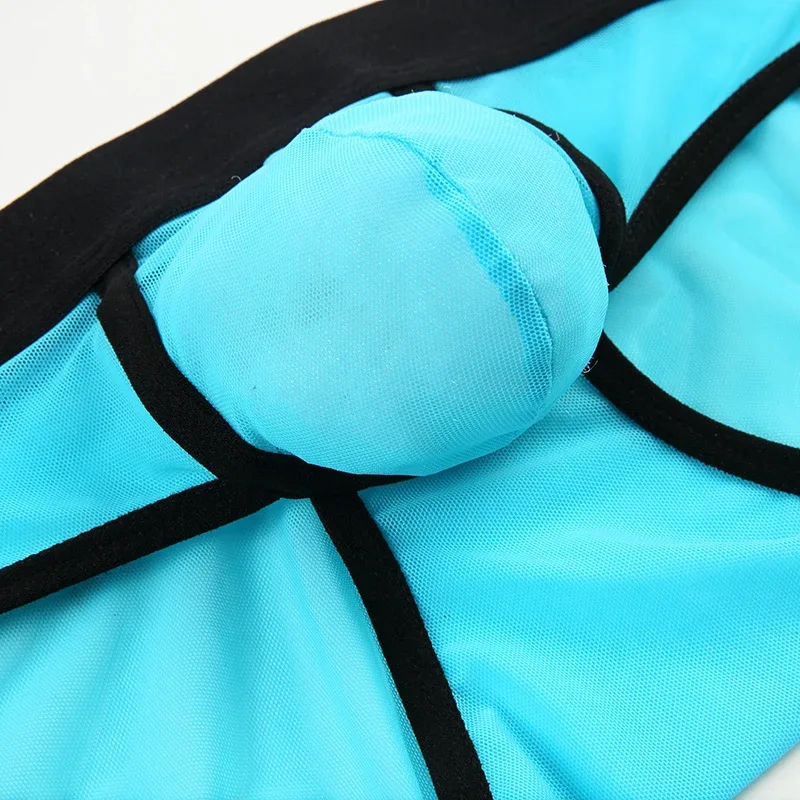 Fashion Solid Color Men Underwear Mesh Breathable Briefs Underpants Low Waist Trunks Male — image 6