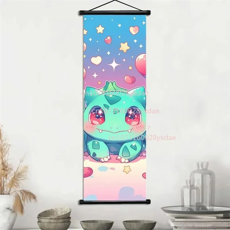 Klasyczny drukowany plakat Pokemon kreskówka ścienna grafika Gengar Squirtle Bulbasaur Pikachu wisząca zwój dekoracja pokoju rodzinnego — image 8