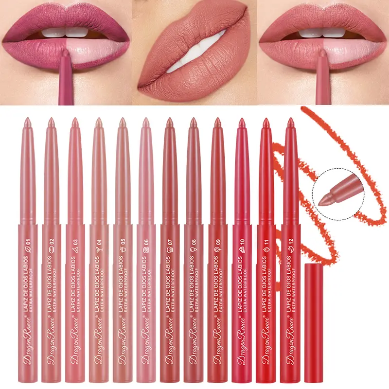 Crayon à lèvres rouge à lèvres imperméable et longue durée, crayon à lèvres, finition mate, débutant, automatique, pâte de haricots, stylo de contour de couleur, crayon à lèvres rotatif automatique — image 2