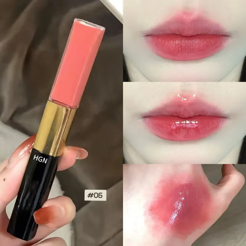 Hgn Dual Ended Matte and Gloss Lip Gloss ลิปกลอสเนื้อแมตต์ ดิวอี้ เคลือบเงา สีติดทนนาน ปรับโทนสีผิวให้กระจ่างใส แต่งหน้าได้หลากหลายสไตล์ — image 3