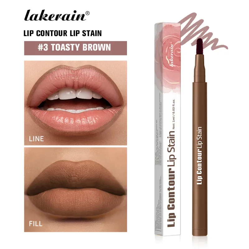 2-in-1 Lip Contour Lip Stain Pen Smudge-proof Non-stick Cup Moisturizing Lip Makeup Cosmetic Dual-Sided Tip Lip Stain & Liner — image 22