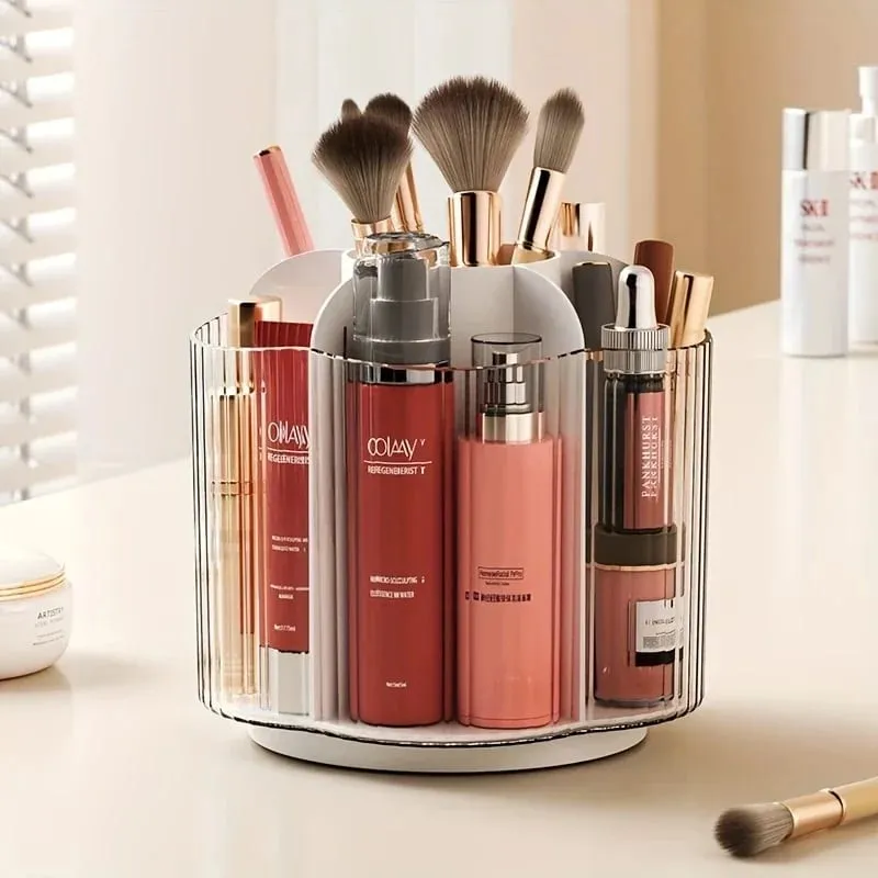 360° roterende makeup børsteholder Aftagelig 6 gitter Kosmetik opbevaringsboks Rund roterende makeup børster Værktøj Organizer Box — image 4