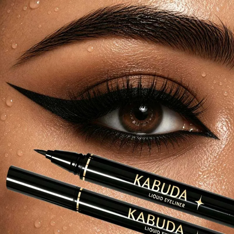 2 Buah Eyeliner Cair Ujung Ultra Halus Tahan Lama Tahan Air Riasan Tahan Noda Sempurna untuk Penggemar Kecantikan & Pemula — image 3