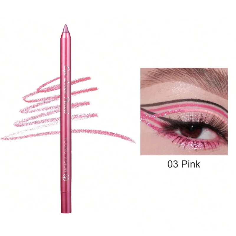1 Stück wasserdichter blau-grüner Eyeliner-Stift, wischfest, langlebig, Perlglanz-Glitzer-Eye-Liner, hochpigmentiertes Punk-Augen-Make-up — image 12