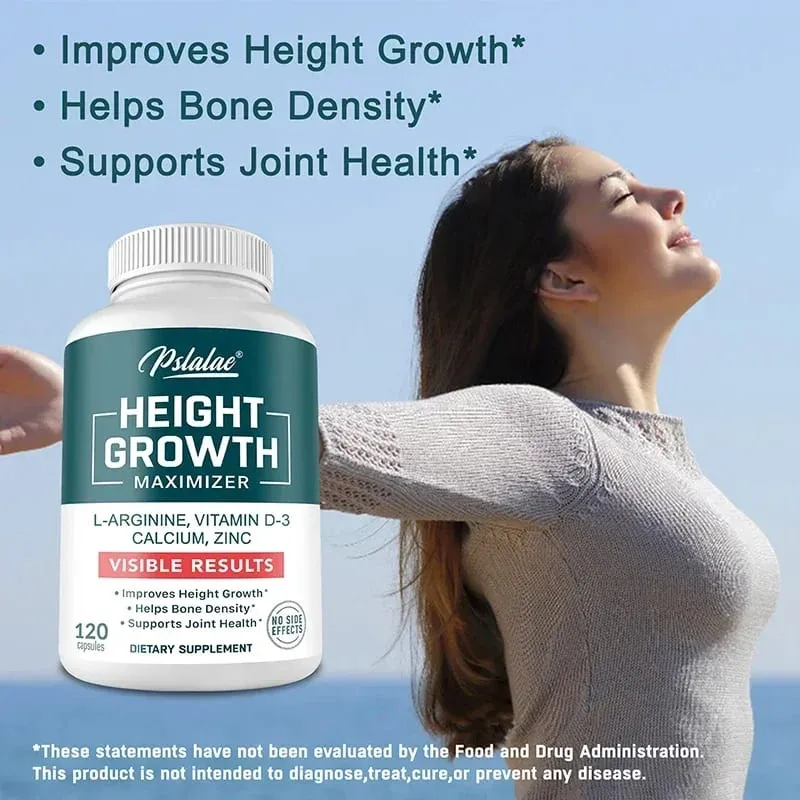 Height Growth Supplement With Vitamins and Calcium Zinc Improves Bone Strength Natural Promotes Growth Improve Immunity Vegan