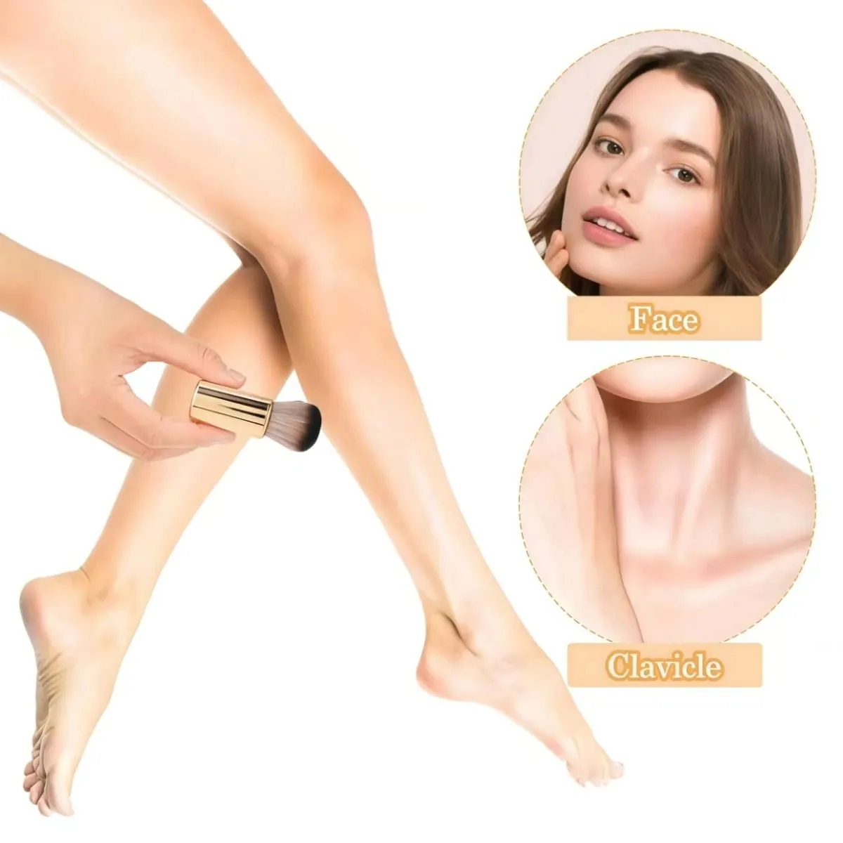 1 berus asas emas mawar untuk menyamak campuran bedak asas pemerah mata pembayang mata bronzer dan asas pada muka dan leher dengan bulu hujung tinggi dan rendah — image 4
