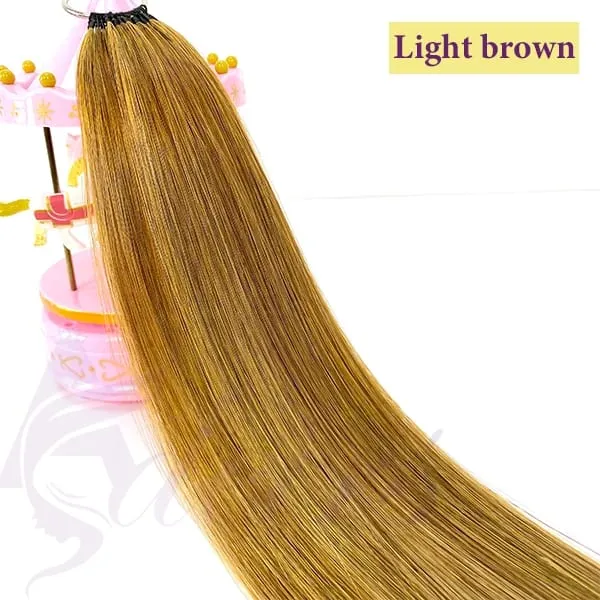 Nouveau Extensions de cheveux en plumes Double ligne, vrais cheveux naturels naturels, Microring, couleur marron blond, lisses, — image 10