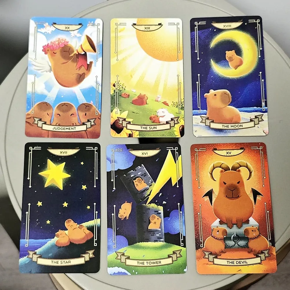 Capybara Tarot Deck 10.3*6 ซม.78 ไพ่ทาโรต์น่ารักนำSothing VibeและEnergy Into A Tarot Deck — image 4