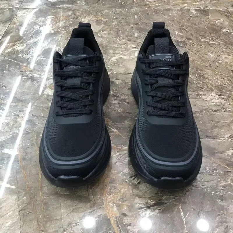 Baskets en maille respirante pour hommes, chaussures de marche légères à semelle épaisse à lacets, chaussures de sport décontractées antidérapantes pour l'extérieur — image 6