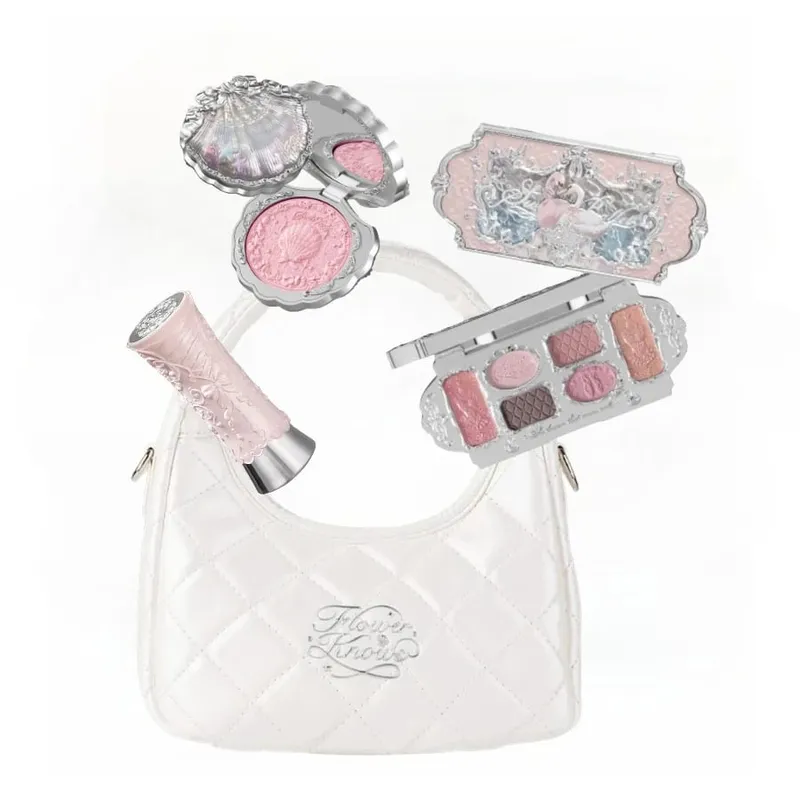 Make-up Flower Knows Set Shell Pearl Series Šestibarevná paleta očních stínů Embosovaná Blusher Shine Lipstick Kit with Bag All In — image 16