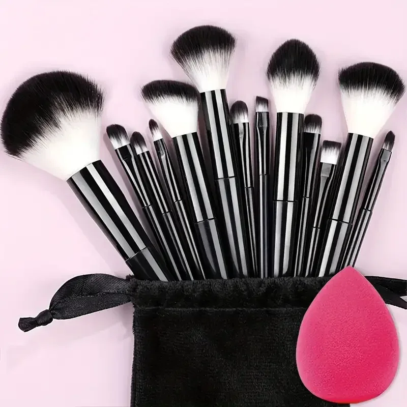 Professiona 13PCS Set Berus Mekap Foundation Eyeshadow Blush Powder Campuran Kosmetik Gebu Lembut Set Lengkap Alat Solekan Wanita