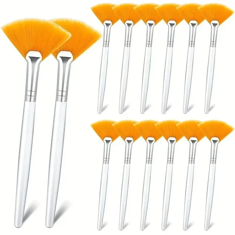 3/6/12pcs Pennello a ventaglio Pennelli per maschera facciale Multi uso Ventilatore morbido Pennello per trucco viso Applicatore di acido per le donne Ragazze Strumenti di pulizia — image 10